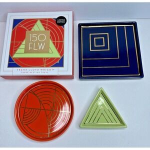 Frank Lloyd Wright Nesting Trays Set 3 Trinket Dishes 150th Anniversary Ceramic
